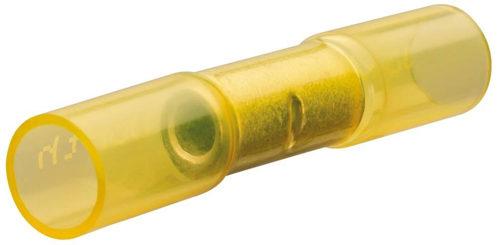 Nahaufnahme eines gelben Whistles, die das Mundstück und die Luftkammer mit einem frei beweglichen Ball im Inneren zur Klangproduktion zeigt.
