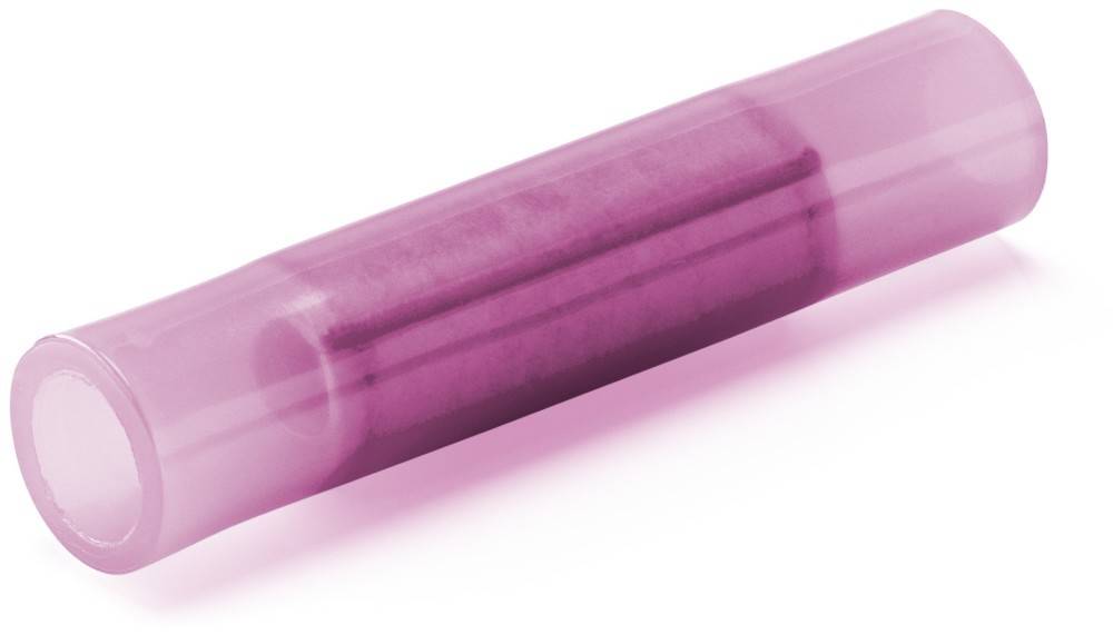 Eine Nahaufnahme eines lila zylindrischen Objekts mit einer glatten Oberfläche und einer transparenten äußeren Schicht.