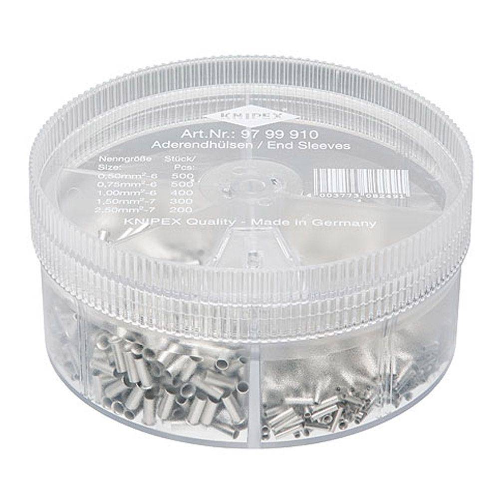 Knipex Aderendhülsen-Sortimentbox - unisoliert - Kabel 0,50 bis 2,50 mm² - 1900 Stück