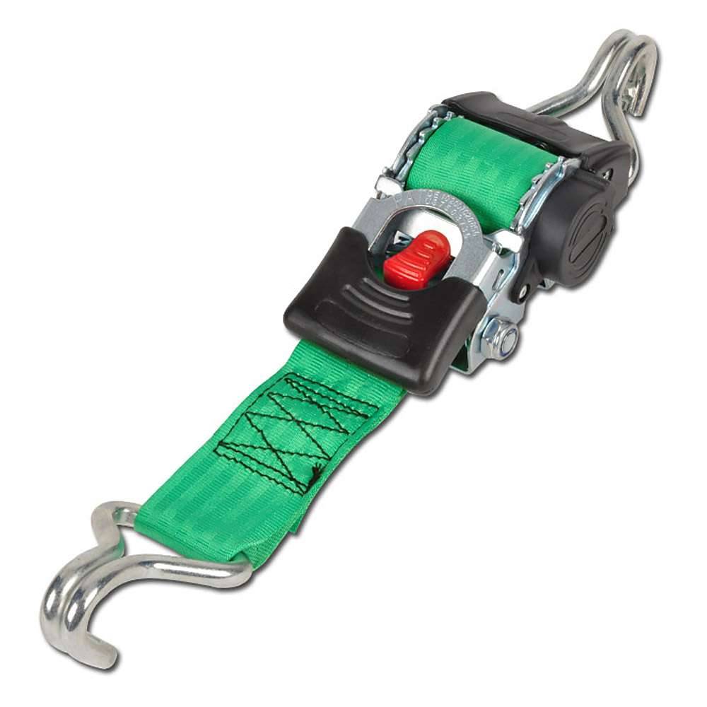 Automatik-Zurrgurt - mit Aufrollfunktion - Farbe grün mit Spitzhaken - Länge 3,0 m - Breite 50 mm
