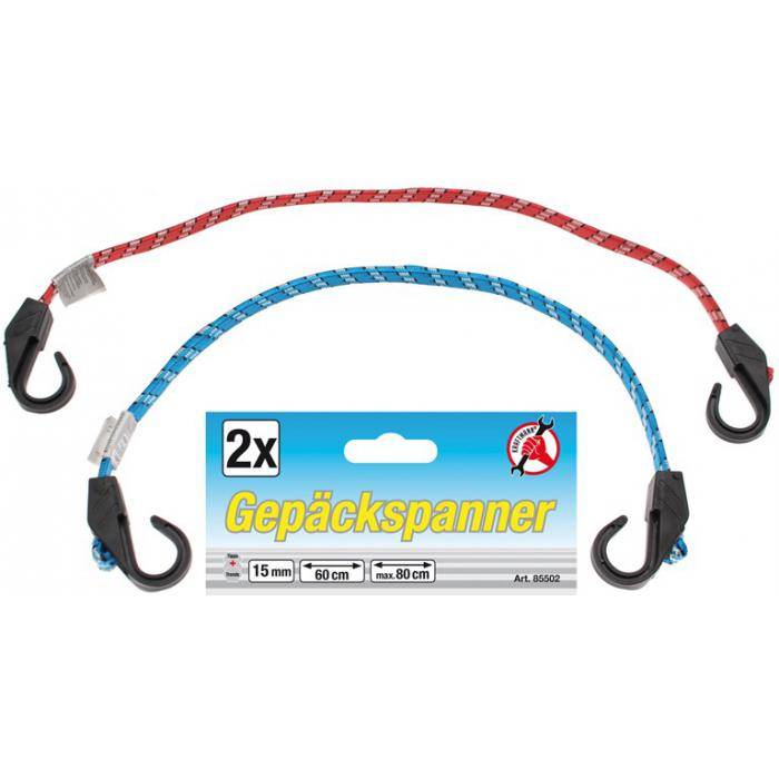 Gepäckspanner - 60 bis 80 cm - max. Zugkraft 60 N (ca. 6 kg) - 2 Stück im Set - Preis per Set