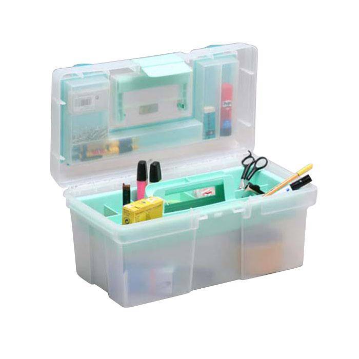 Aufbewahrungskoffer McPlus Clear 16 - mit Sortimentskasten - Außenmaße (B x T x H) 400 x 220 x 200 mm - Farbe transparent /mint