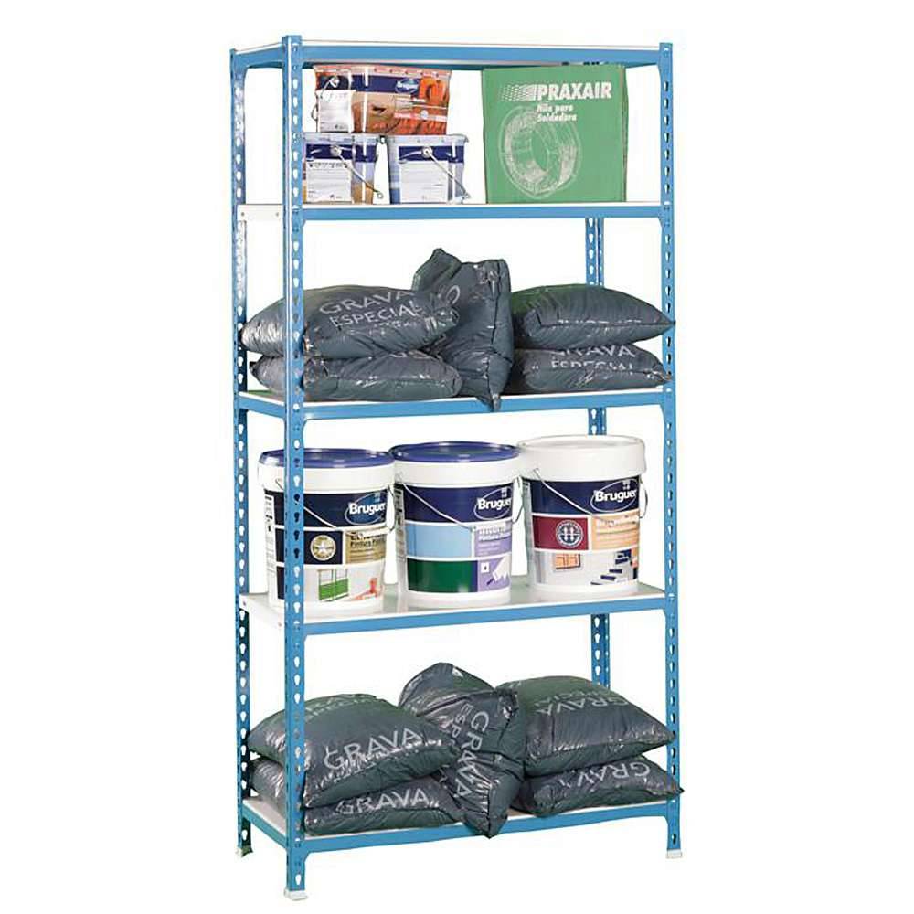 Fachbodenregal "Simonclick Mini 5/400" - Farbe blau/weiß - 5 Ebenen - 1800 x 800 x 400 mm