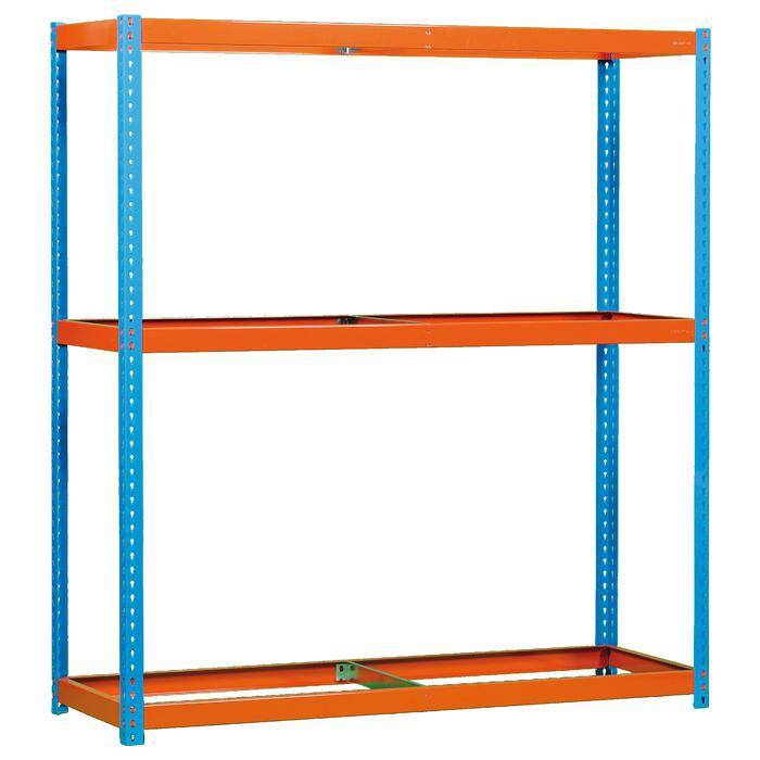 Weitspannregal Simonforte 1804-3 - 2000 x 1800 x 450 mm - Farbe blau/orange - mit Stahlböden