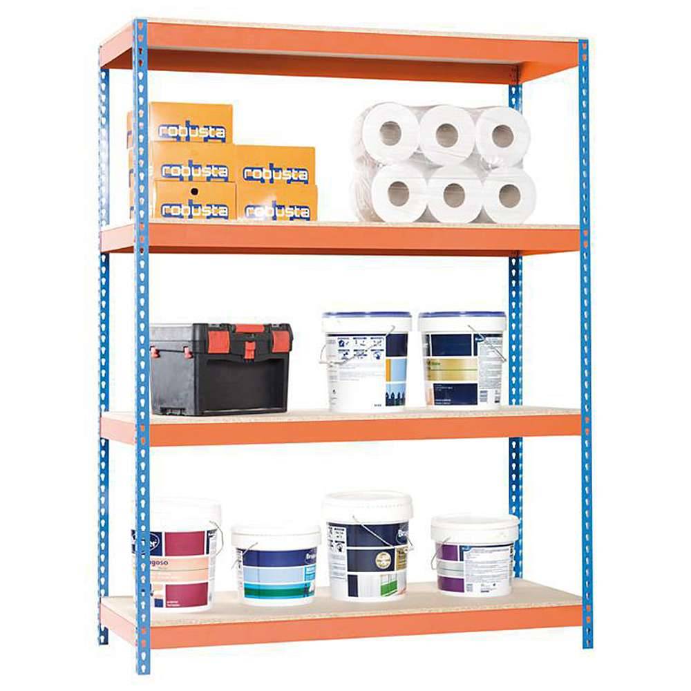 Großfach-Steckregal Ecoforte EF-1804-4 Chipboard - Farbe blau/orange - 2000 x 1800 x 450 mm - 4 Ebenen