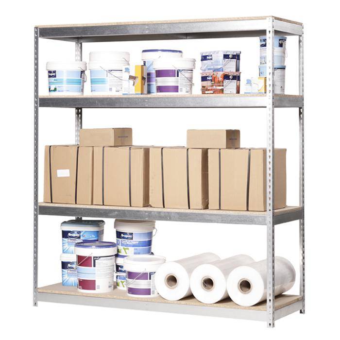 Weitspannregal - Simonforte 2409-4 Chipboard - Farbe verzinkt - 2000 x 2400 x 900 mm - Holzböden - 4 Ebenen