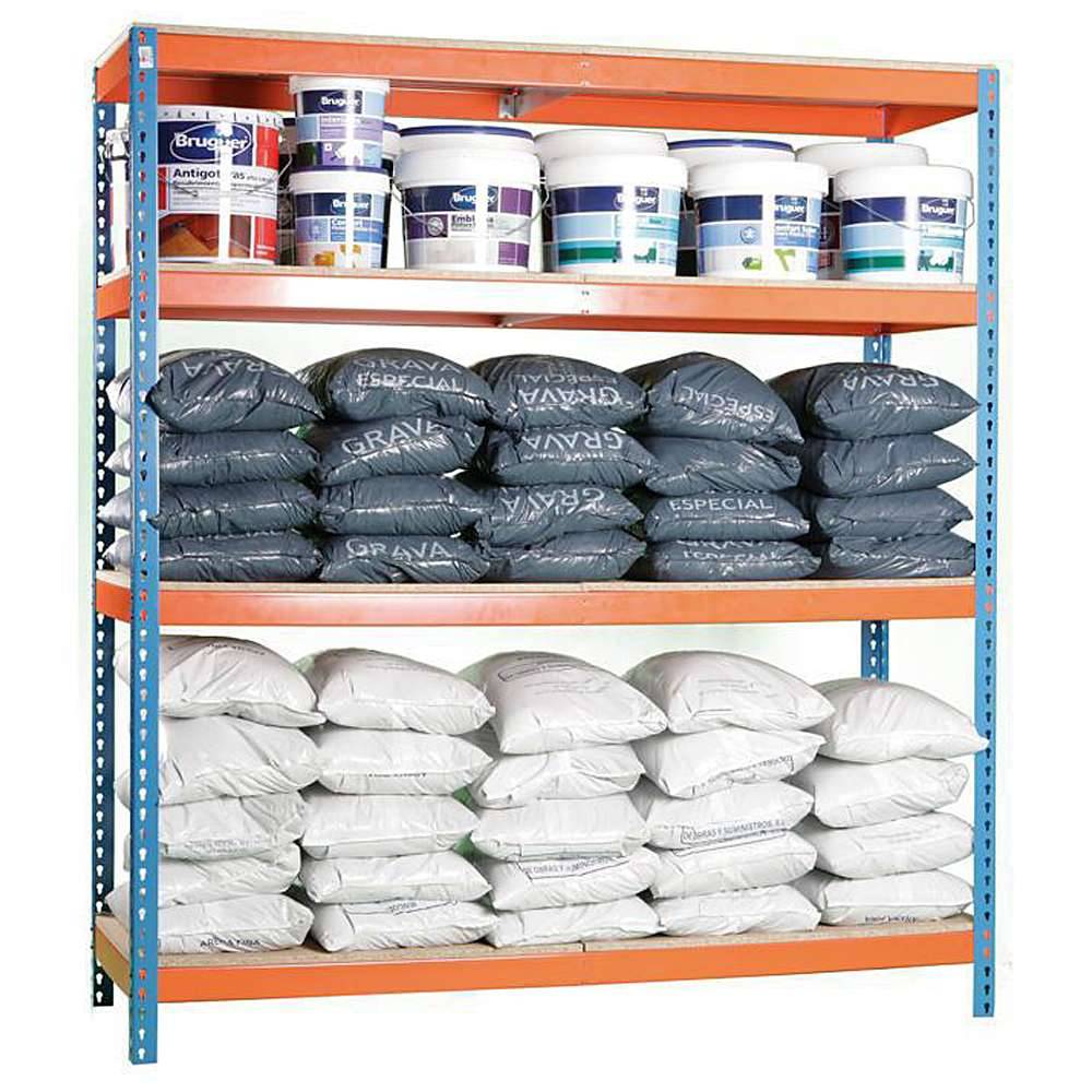 Weitspannregal - Simonforte 1509-4 Chipboard - Farbe blau/verzinkt - 2000 x 1500 x 900 mm - Holzböden - 4 Ebenen
