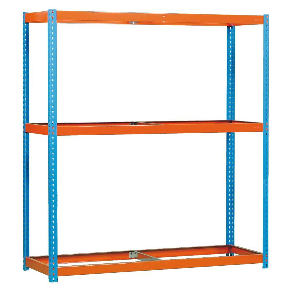 Weitspannregal Simonforte 2404-3 - Farbe blau/orange - 2000 x 2400 x 450 mm - ohne Stahlböden