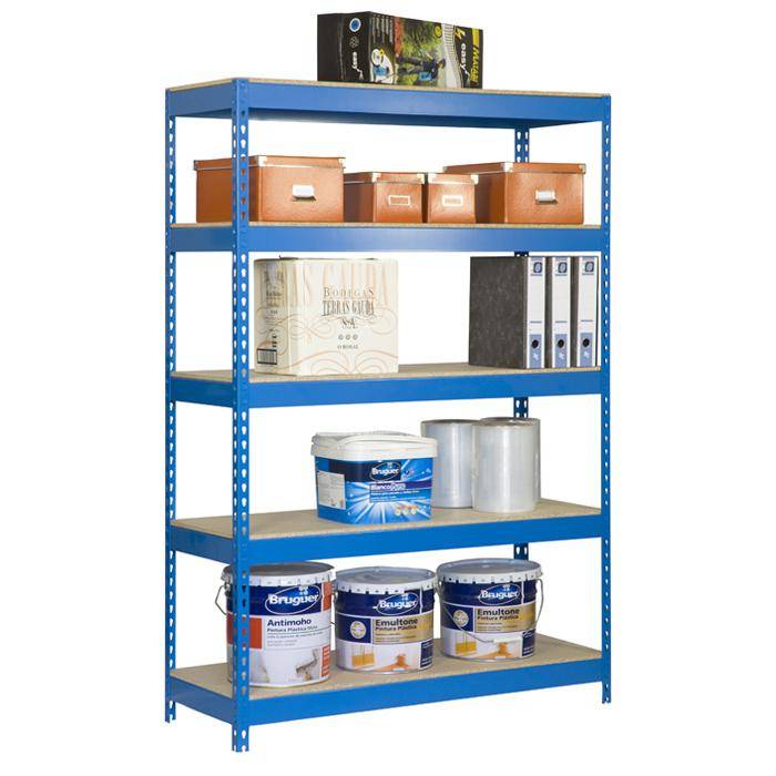 Großfach-Steckregal Bricoforte 1004-5 - Farbe blau - 2000 x 1000 x 450 mm - Holzböden - 5 Ebenen