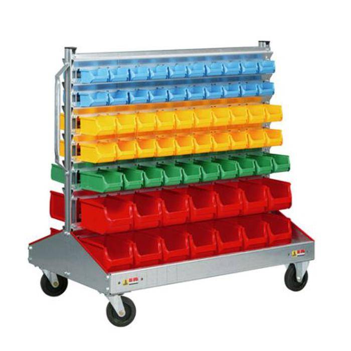 Stapelsichtbox-Fahrregal ProfiPlus Depot RND 128 - mit 128 Stapelsichtboxen - Außenmaße (B x T x H) 1.200 x 720 x 1.160 mm