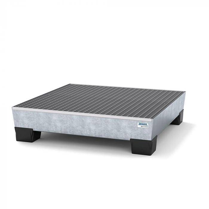 Auffangwanne pro-line - Stahl verzinkt - unterfahrbar - Gitterrost verzinkt - für 4 Fässer á 200 Liter