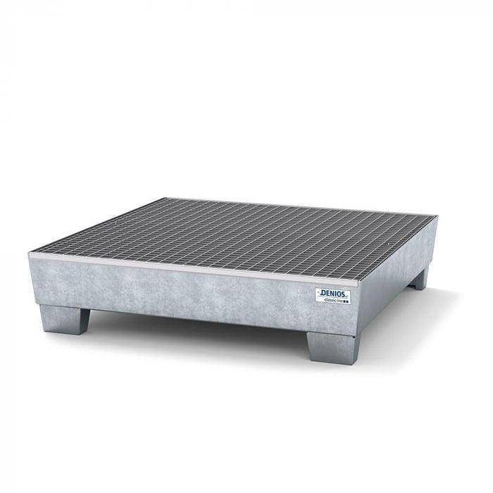 Auffangwanne classic-line - Stahl verzinkt - unterfahrbar - Gitterrost - Auffangvolumen 220 l - für 4 Fässer