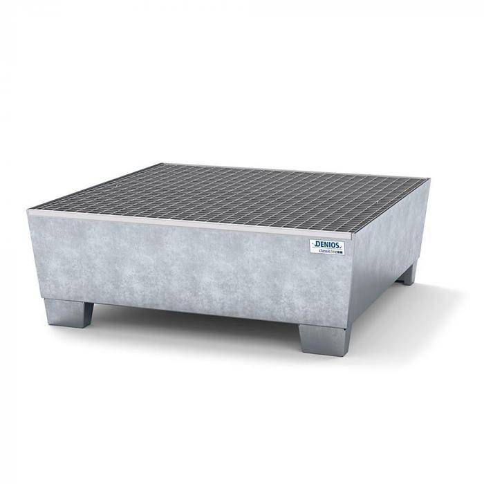 Auffangwanne classic-line - Stahl verzinkt - unterfahrbar - Gitterrost - Auffangvolumen 440 l - für 4 Fässer