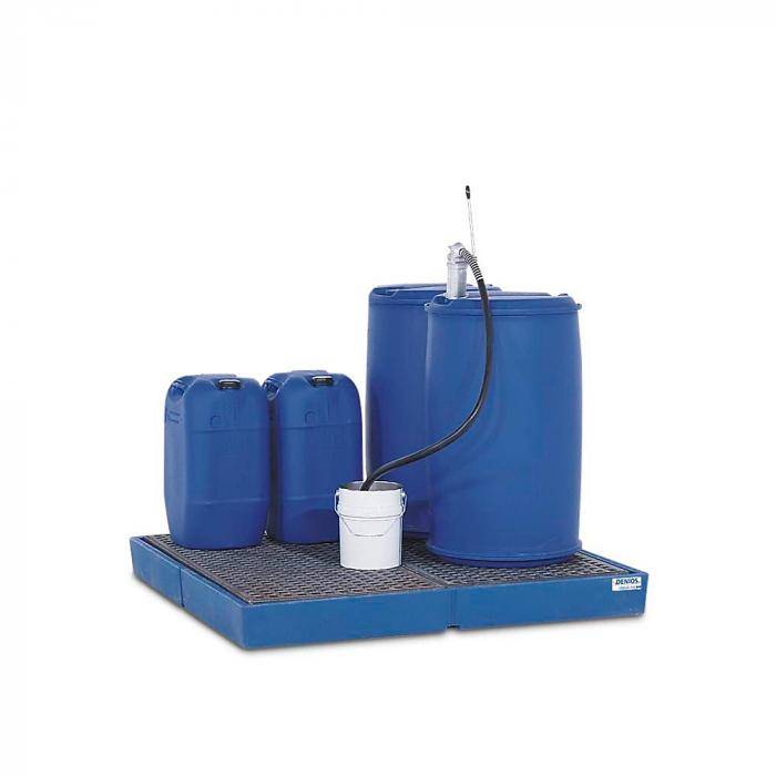 Auffangwanne classic-line - Polyethylen (PE) - mit verzinktem Gitterrost - für 4 Fässer