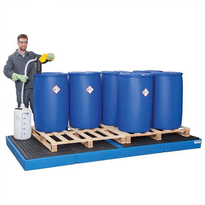 Auffangwanne classic-line - Polyethylen (PE) - mit PE-Gitterrost - für 10 Fässer