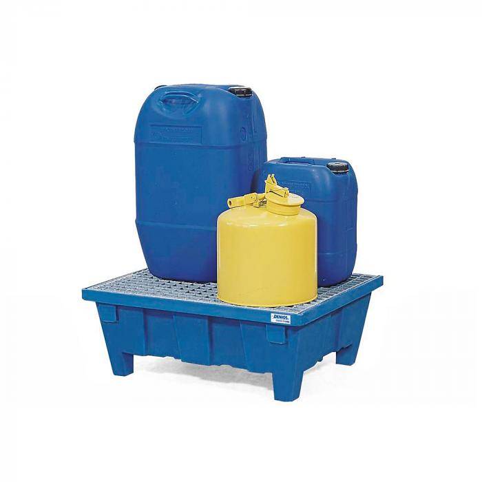 Auffangwanne Polysafe - ohne Füße - Polyethylen - mit PE-Gitterrost - für 2 Fässer á 60 Liter