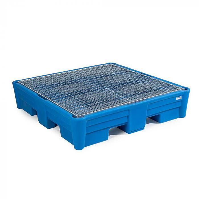 Auffangwanne classic-line - Polyethylen (PE) - für 4 Fässer - mit verzinktem Gitterrost