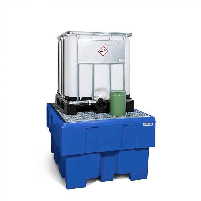 Auffangwanne classic-line - Polyethylen (PE) - für 1 IBC á 1000 l - mit verzinktem Gitterrost