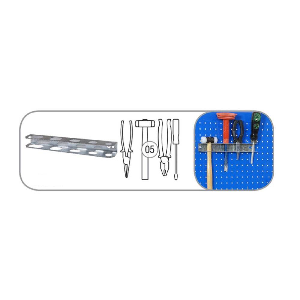 Zubehörteil für Lochwände - Schiene - verzinkt - mit 5 Löchern für Werkzeug