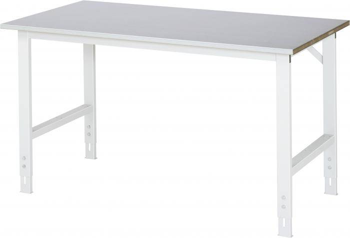 Arbeitstisch mit Stahlblechbelag-Platte - Höhe einstellbar 760-1080 mm - Tiefe 800 mm - Flächenlast 500 kg