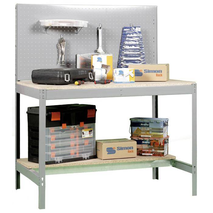 Werkbank BT-2 - 1440 x 1200 x 600 mm - Farbe grau - Arbeitsplatte MDF - Tragkraft 600 kg