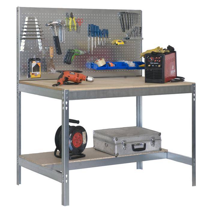 Werkbank BT-2 - 1440 x 1200 x 600 mm - Farbe verzinkt - Arbeitsplatte MDF - Tragkraft 600 kg