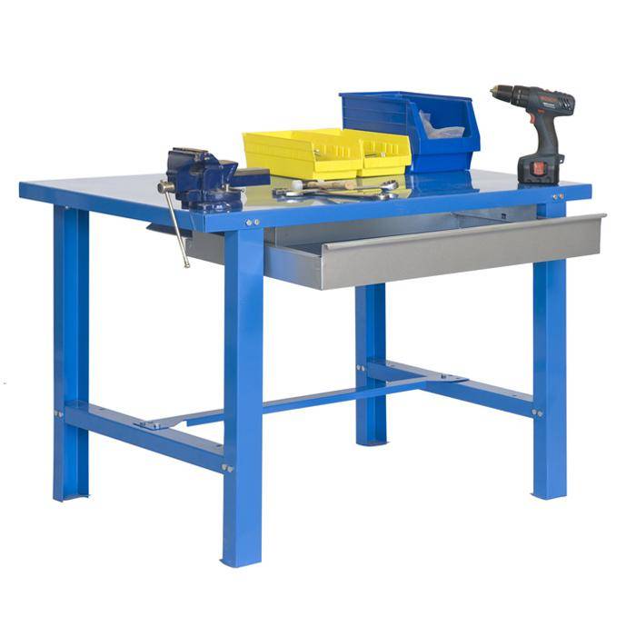 Werkbank BT-6 Box Metallic - 830 x 1200 x 730 mm - Frabe blau - mit Schublade