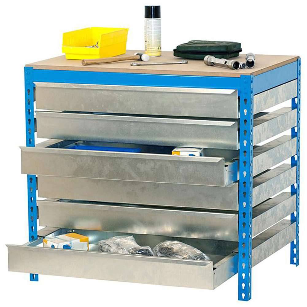 Werkbank BT-5 BOX - 840 x 900 x 600 mm - Farbe blau - Tragkraft 600 kg -
