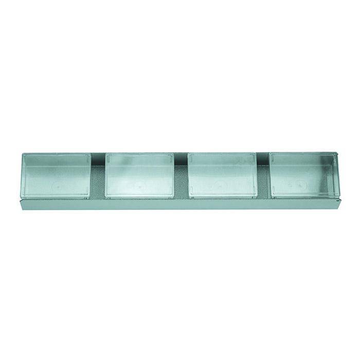 Distanzmodul - mit Kleinteiledosen - Stahlbelch - 475x77x40 mm