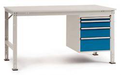 Einzel-Arbeitstisch "UNIVERSAL" - mit Unterbauschrank - 4 Blockschubfächern