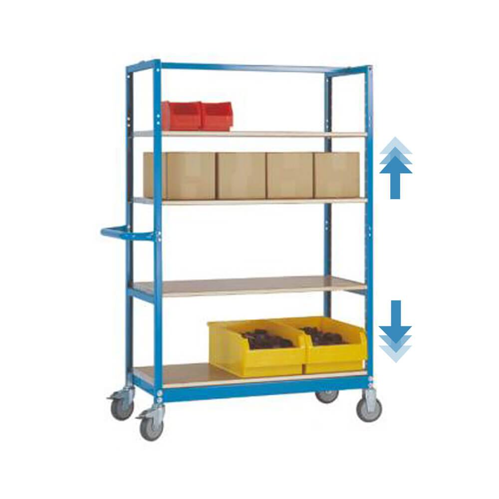 Regalwagen "Varimobil" - 4 Etagen - Tragkraft 250kg - Höhe 1650mm - Ladefläche LxB 1000x500mm