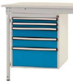Unterbaugehäuse "BASIS" - grau/blau - B500xT580xH560 -5 Schubfächer 50/100/200