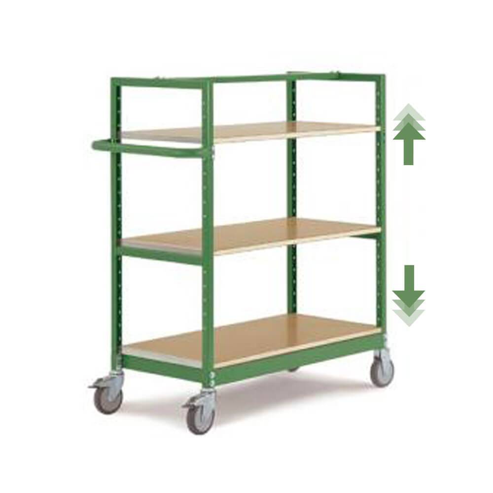 Regalwagen "Varimobil" - 3 Eagen - Tragkraft 250kg - Höhe 1250mm - Ladefläche LxB 1250x700mm