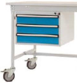 Unterbaugehäuse - mobil - grau/blau - 3 Schubfächer - B500xT580xH360 mm - komplett - "BASIS"