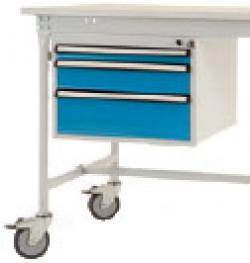 Unterbaugehäuse - mobil - grau/blau - 3 Schubfächer - B500xT580xH360 mm - komplett - "BASIS"