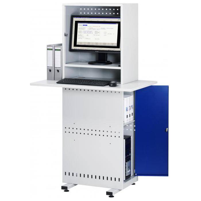 Computer-Säule "Slim-Line" - fahrbar - Höhe 1725 mm - mit Arbeitsplatte