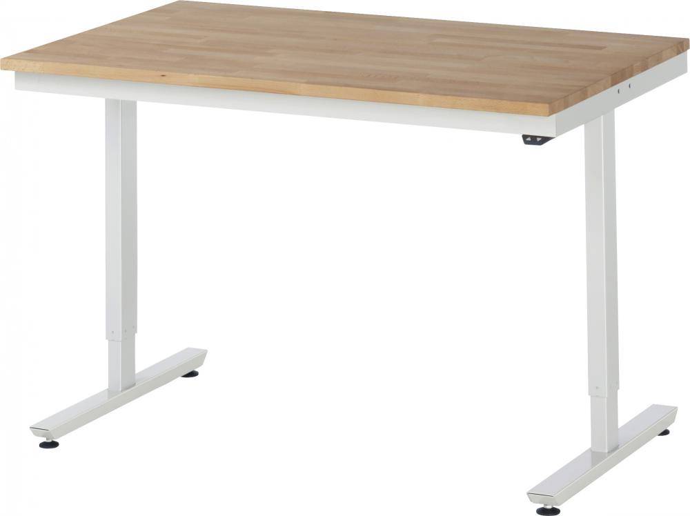 Arbeitstisch - Arbeitsplatte Buche massiv - elektrisch höhenverstellbar von 720 bis 1120 mm - 1250 mm x 800 mm - Flächenlast max. 150 kg