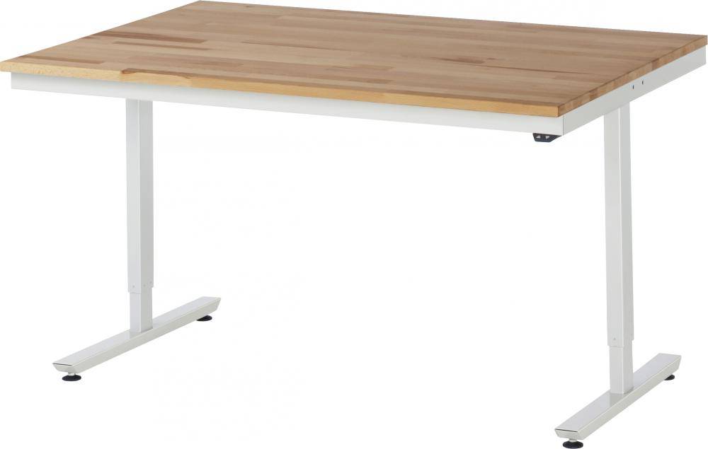 Arbeitstisch - Arbeitsplatte Buche massiv - elektrisch höhenverstellbar von 720 bis 1120 mm - 1500 mm x 1000 mm - Flächenlast max. 150 kg
