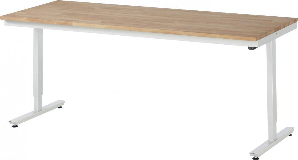 Arbeitstisch - Arbeitsplatte Buche massiv - elektrisch höhenverstellbar von 720 bis 1120 mm - 2000 mm x 800 mm - Flächenlast max. 150 kg