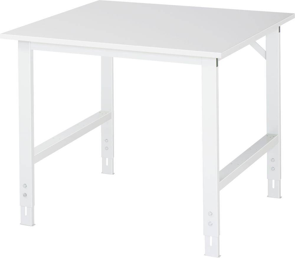 Arbeitstisch der Serie Tom mit ableitfähiger Arbeitsplatte - EGB-Melamin - 1000 x 1000 x 760 bis 1080 mm - Flächenlast max. 500 kg