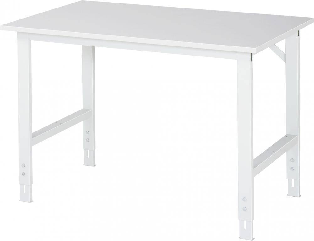 Arbeitstisch der Serie Tom mit ableitfähiger Arbeitsplatte - EGB-Melamin - 1250 x 800 x 760 bis 1080 mm - Flächenlast max. 500 kg