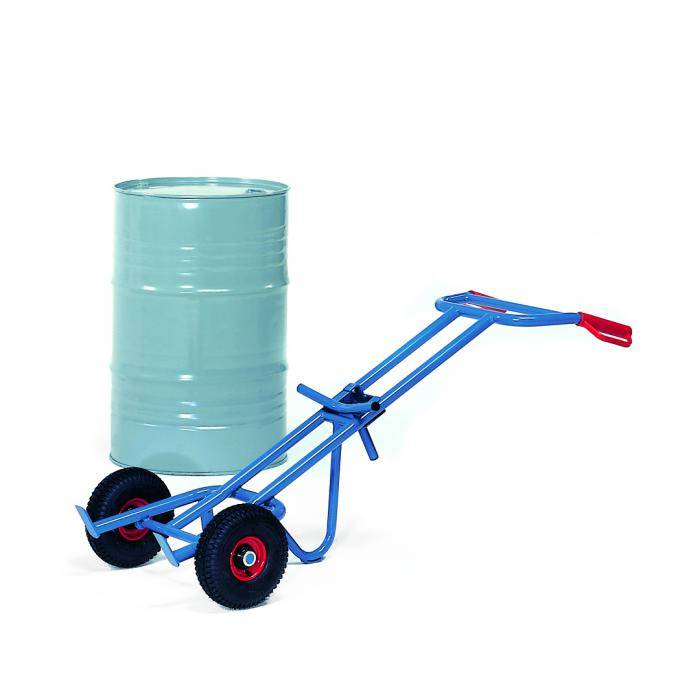 Fasskarre - Tragkraft 300 kg - Für alle 200-Liter-Fässer mit Rand - Vollgummi 250 x 60 mm