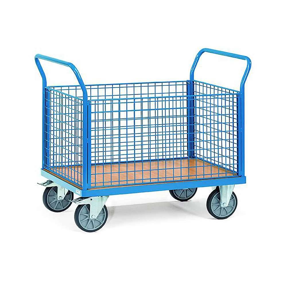 Vierwandwagen - mit 4 Wänden aus Drahtgitter - Tragkraft 400 kg - Rad-Ø 160 mm - Außenmaße LxBxH 1030x509x958 mm