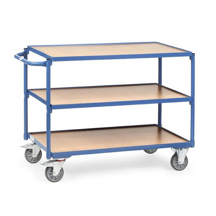 Tischwagen - mit 3 Böden aus Holz - Griff waagerecht - 300 kg