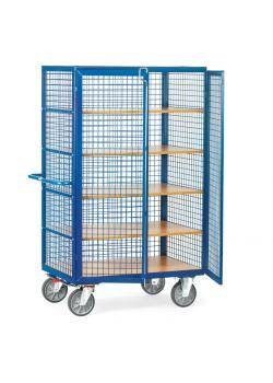 Kastenwagen - mit Doppelflügeltür und Stangenverschluss - mit Drahtgitter verkleidet - Tragkraft 750 kg - Ladefläche LxB 1000 x 680 mm