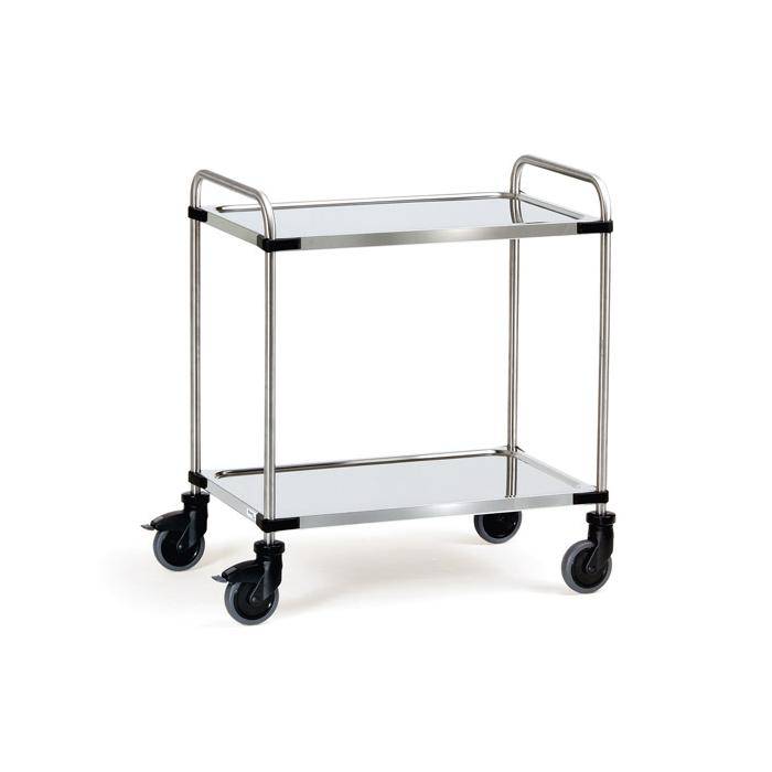 Edelstahlwagen - mit Rohrschiebebügel und 2 Böden