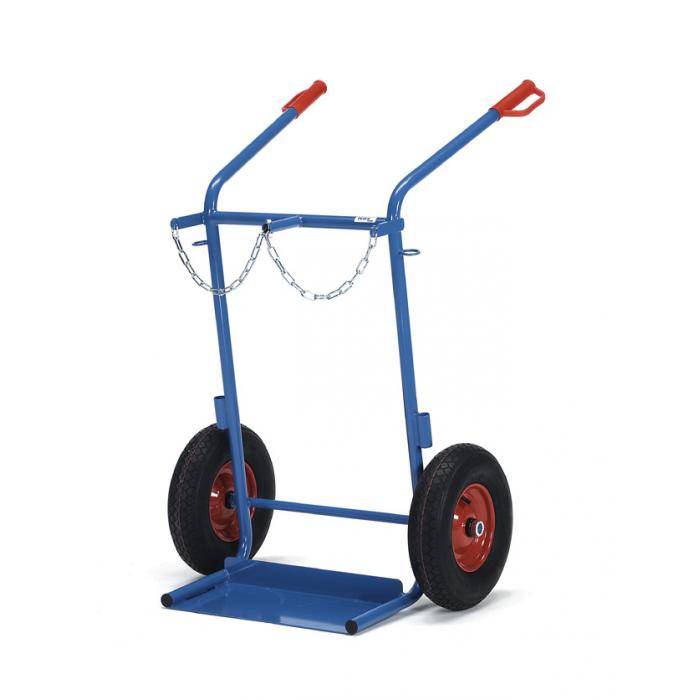 Stahlflaschenkarre - für 2 à 40 – 50 Liter Inhalt - Ø 204-229 mm - Luftbreifung - Gesamtbreite 830 mm