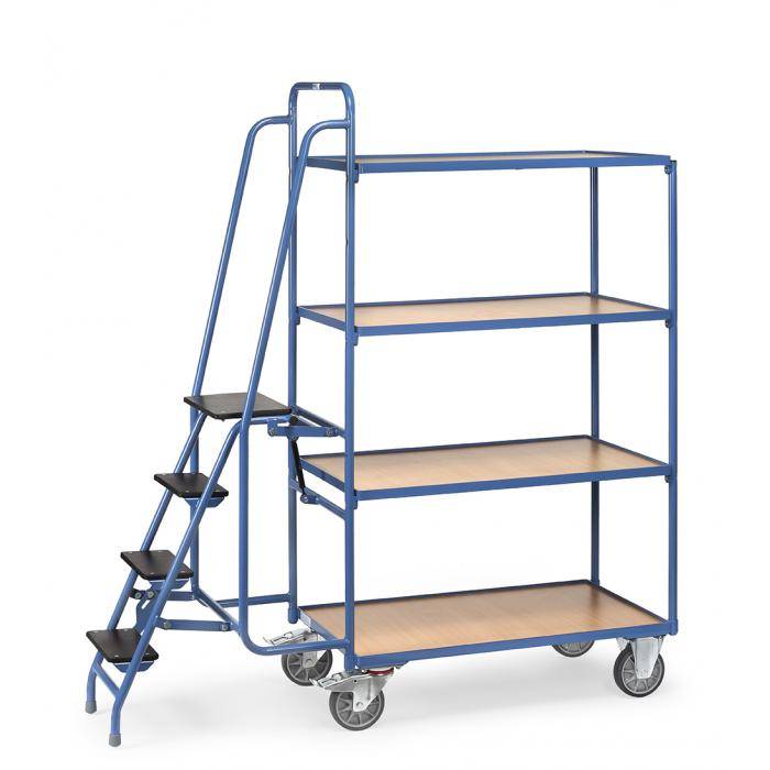Kommissionierwagen - mit Trittstufen - 4 Ladeflächen