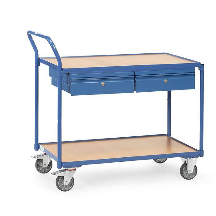 Tischwagen - mit 2 Böden aus Holz, mit 2 Schubläden