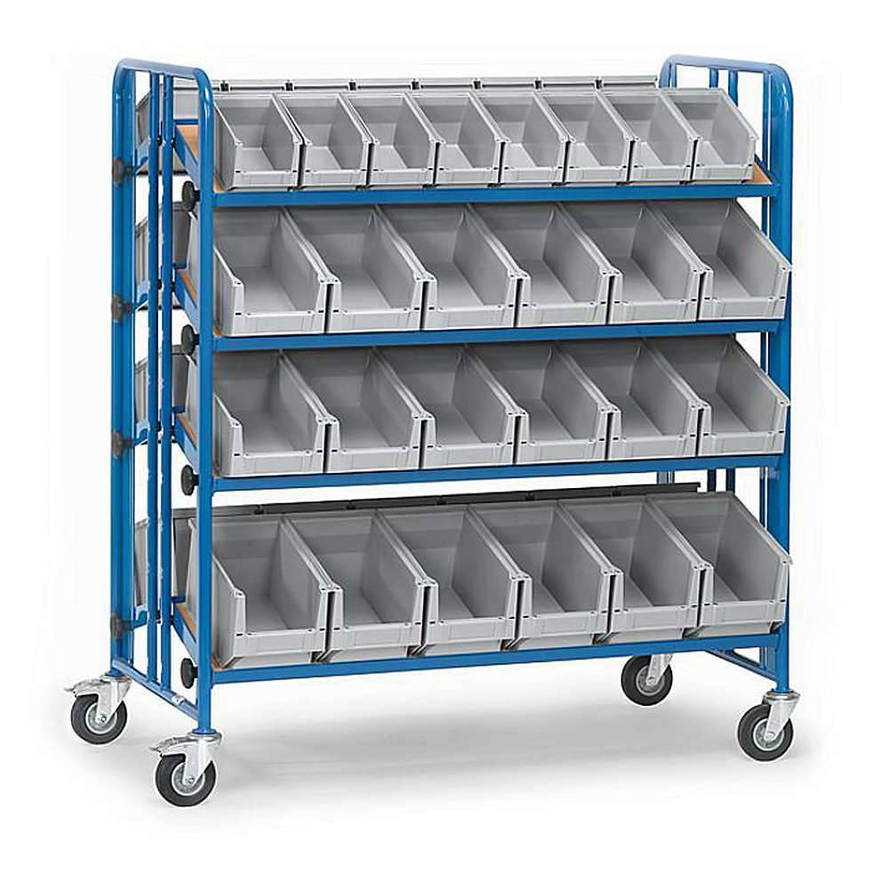 Montagewagen - mit 3 neigbaren Böden aus Holz und Kästen - zweiseitige Ausführung